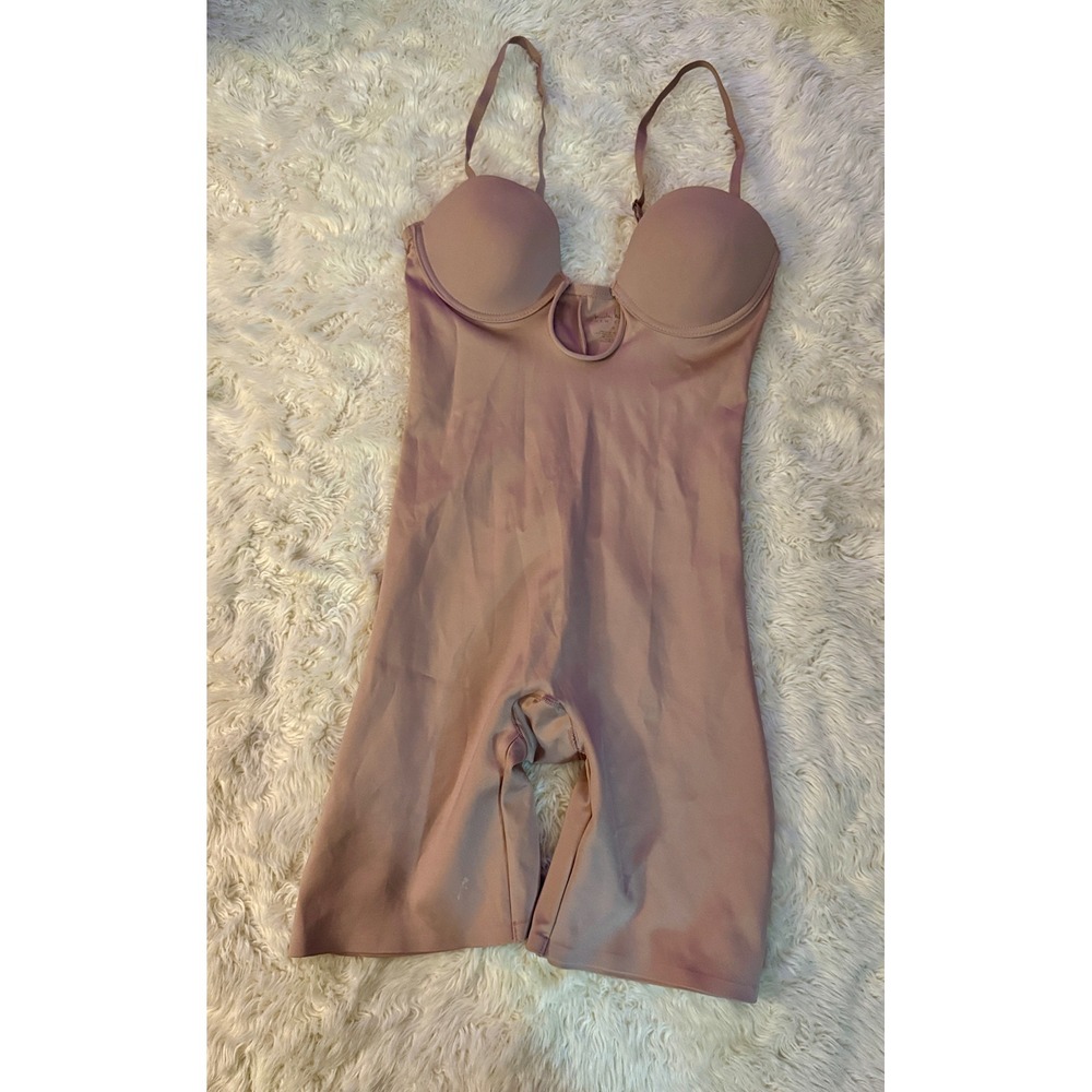 Nicole Miller Shapewear Bodysuit Women Medium Mauve Underwire Plunge